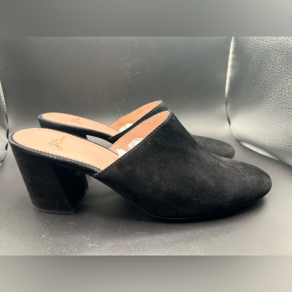 J. Crew Shoes - J Crew Sophie Black Suede Leather Block Heel Womens  Sz 9 Mules Slides Shoes
